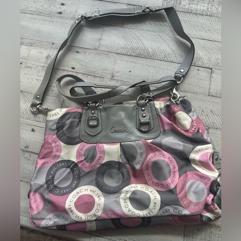 COACH - Satin Pink & Gray Handbag -Great Used Condition!
